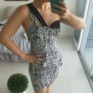 Myne Assymetric one shoulder mini dress peplum